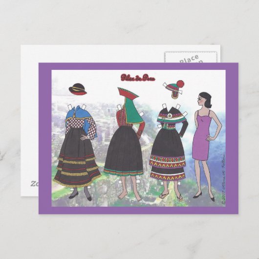 Dame of Peru Paper Doll Briefkaart (Voorkant / Achterkant)