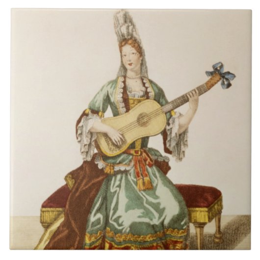 Dame of Quality Speaker the Guitar, mode bord, Tegeltje (Voorkant)