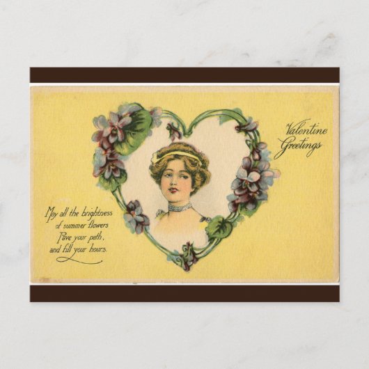  dame omgeven door Violets Heart Valentijn Briefkaart (Voorkant)