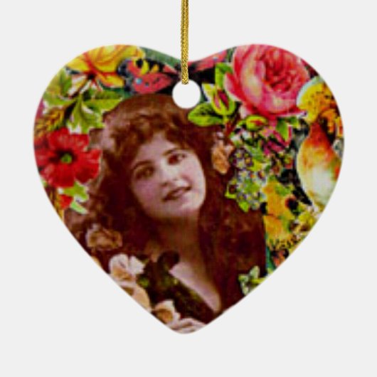  dame omringd door Ornament Flowers (Achterkant)