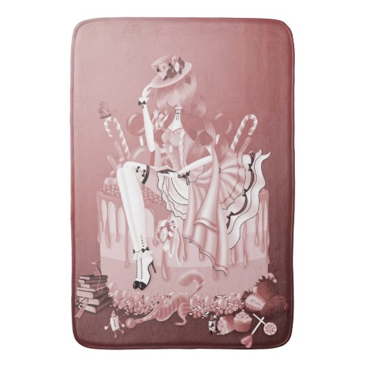 Dame op Birthday Cake Bath Mat (Voorkant Verticaal)