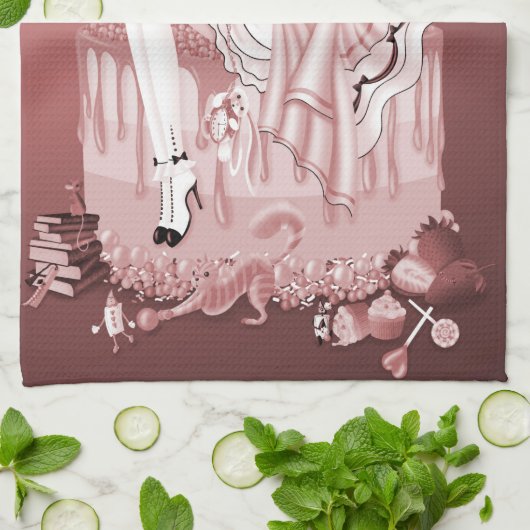 Dame op Birthday Cake Tea Towel Theedoek (Gevouwen)