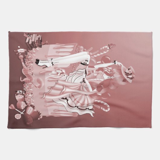 Dame op Birthday Cake Tea Towel Theedoek (Horizontaal)