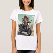 Dame op de motor op de weg t-shirt (Voorkant)