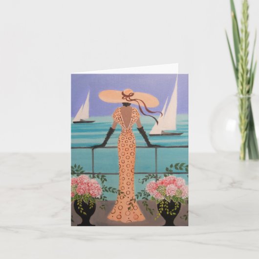 Dame op een cruise, briefkaart (Voorkant)