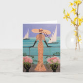 Dame op een cruise, briefkaart (Gele Bloem)