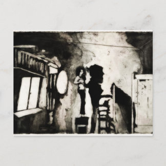 Dame op een stoel briefkaart