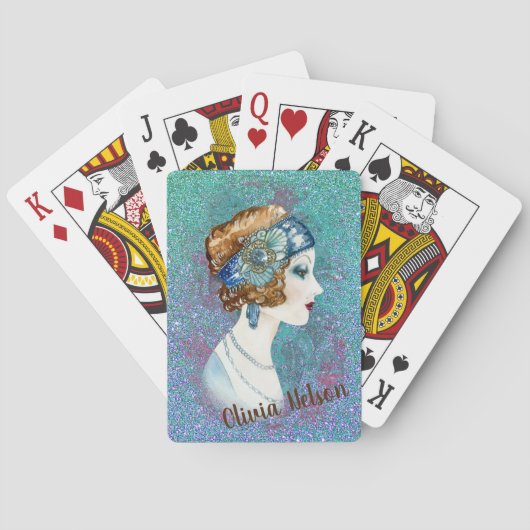  dame op Glitter Pokerkaarten (Achterkant)