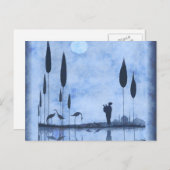  dame op het moonlit Lake Briefkaart (Voorkant / Achterkant)