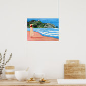 Dame op het strand poster (Keuken)