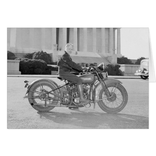 Dame op motorfiets, 1937 (Voorkant Horizontaal)