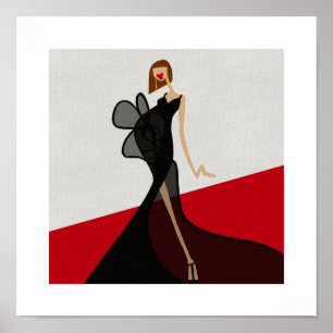 Dame op Rode Loper Glamour Mode Kunst Poster