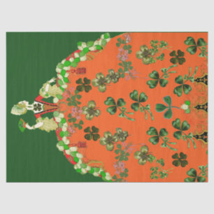 DAME ORANJE EN KLAVERTJES St. Patricks Day Groen  Tissuepapier