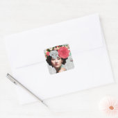   Dame Papier Collage Art Vierkante Sticker (Envelop)