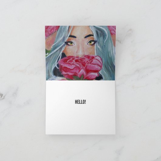 Dame Peeking Out From The Rozen Kaart (Binnen)