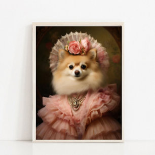 Dame Pomeranian Portret, Victoriaans Dierenportret Poster