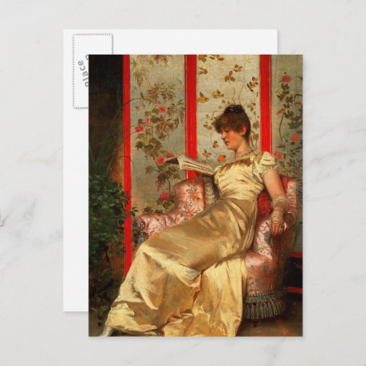 Dame Reading Briefkaart (Voorkant / Achterkant)