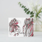 dame red briefkaart (Staand voorkant)