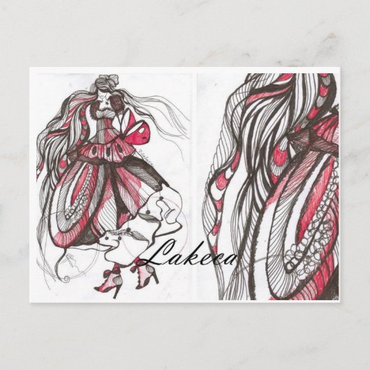 dame red briefkaart (Voorkant)