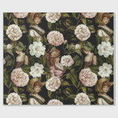 Dame Retro Botanische Bloem Patroon Cadeaupapier (Vlak)