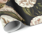 Dame Retro Botanische Bloem Patroon Cadeaupapier (Rol Hoek)