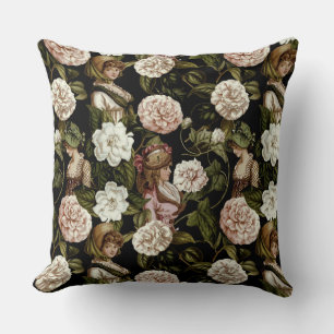 Dame Retro Botanische Bloem Patroon Kussen