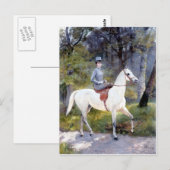 Dame Riding White Horse Painting Briefkaart (Voorkant / Achterkant)