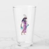  dame roze dress Blue Scarf Ancient Egypte Glas (Achterkant)