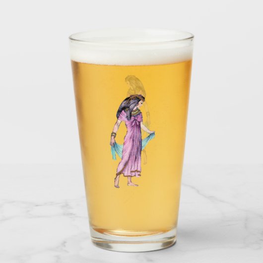  dame roze dress Blue Scarf Ancient Egypte Glas (Voorkant gevuld)