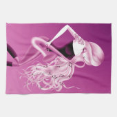 Dame Saxofoniste Roze Theedoek (Horizontaal)