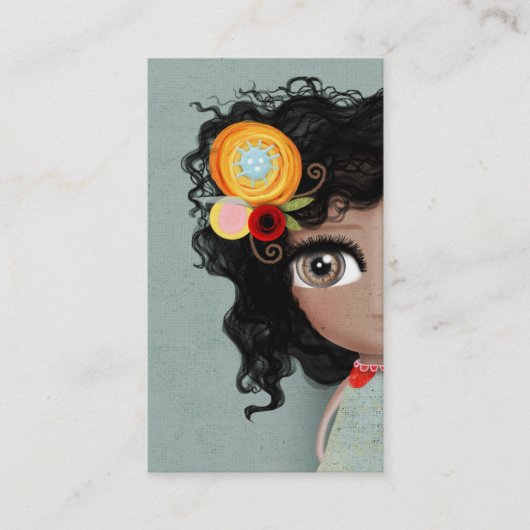 Dame Schoon Bruin Oog Haar Grunge Visitekaartje (Voorkant)