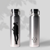 Dame Silver met zwart | Modern Golfer-monogram Waterfles