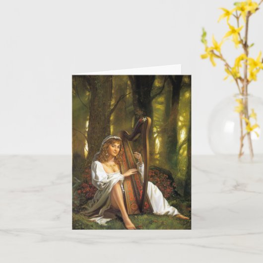 Dame speelt een harp Kaart (Gele Bloem)