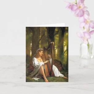 Dame speelt een harp Kaart