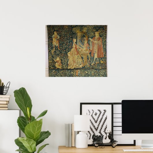 Dame speelt het portatieve orgaan uit poster (Thuiskantoor)