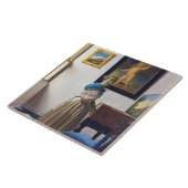 Dame staande bij een virginaal, Johannes Vermeer Tegeltje (Zijkant)