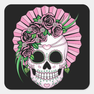 Dame Sugar Skull Vierkante Sticker