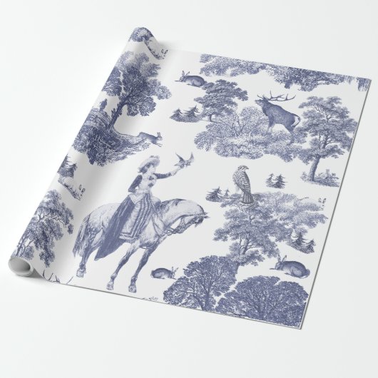  Dame te paard met valk in Woodland Cadeaupapier (Uitgerold)
