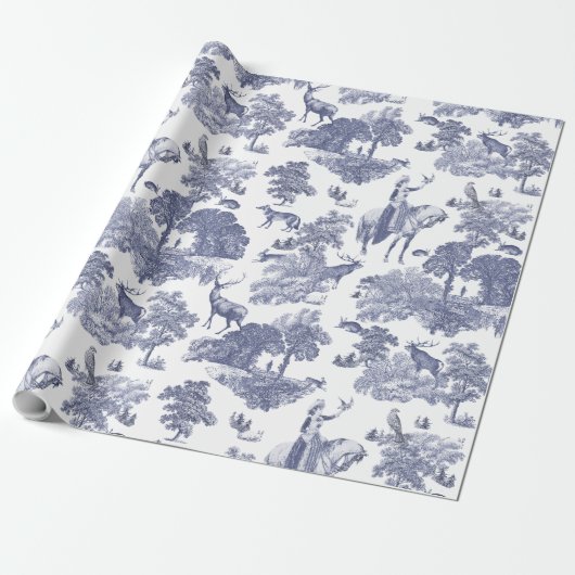 Dame te paard met valk in Woodland Cadeaupapier (Uitgerold)