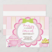 Dame Tea Party Birthday Party Kaart (Voorkant / Achterkant)