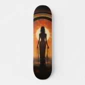Dame tegen zonsondergang Art Nouveau Sci-Fi dystop Persoonlijk Skateboard (Voorkant)