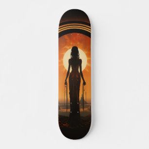 Dame tegen zonsondergang Art Nouveau Sci-Fi dystop Persoonlijk Skateboard