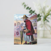 Dame Trot koopt de  illustratie Cat Briefkaart (Staand voorkant)