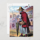 Dame Trot koopt de  illustratie Cat Briefkaart (Voorkant / Achterkant)