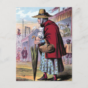 Dame Trot koopt de  illustratie Cat Briefkaart