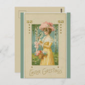 dame tussen cederbomen met paaseieren briefkaart (Voorkant / Achterkant)