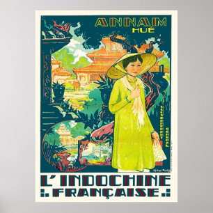 Dame uit Annam Hue, Vietnamese stad, Azië Poster