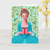 "Dame uit de 18e eeuw met een cadeau." Wenskaart Kaart (Gele Bloem)