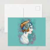 Dame uit de jaren twintig. briefkaart (Voorkant / Achterkant)