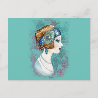 Dame uit de jaren twintig. briefkaart